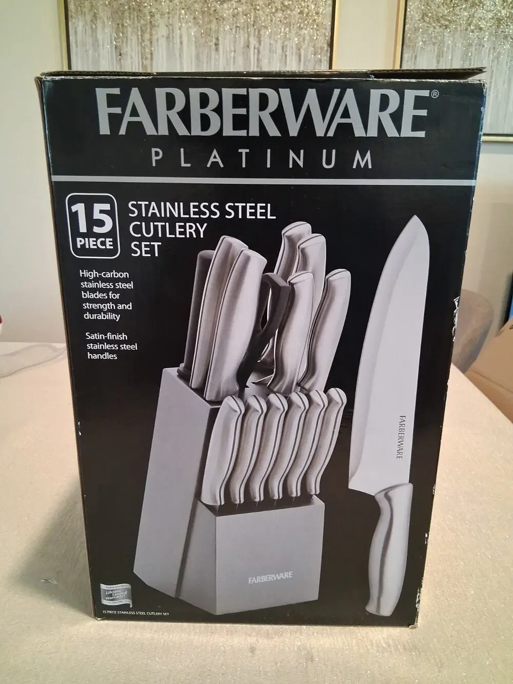 FARBERWARE PLATINUM 15 PIECE STAINLESS STEEL CUTLERY SET - NEW